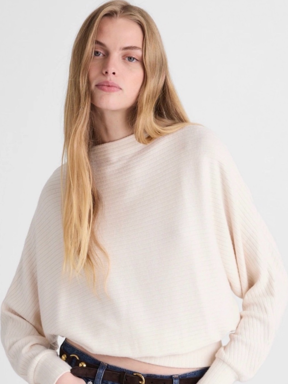 NWT Madewell antique cream Mockneck Dolman-Sleeve Top